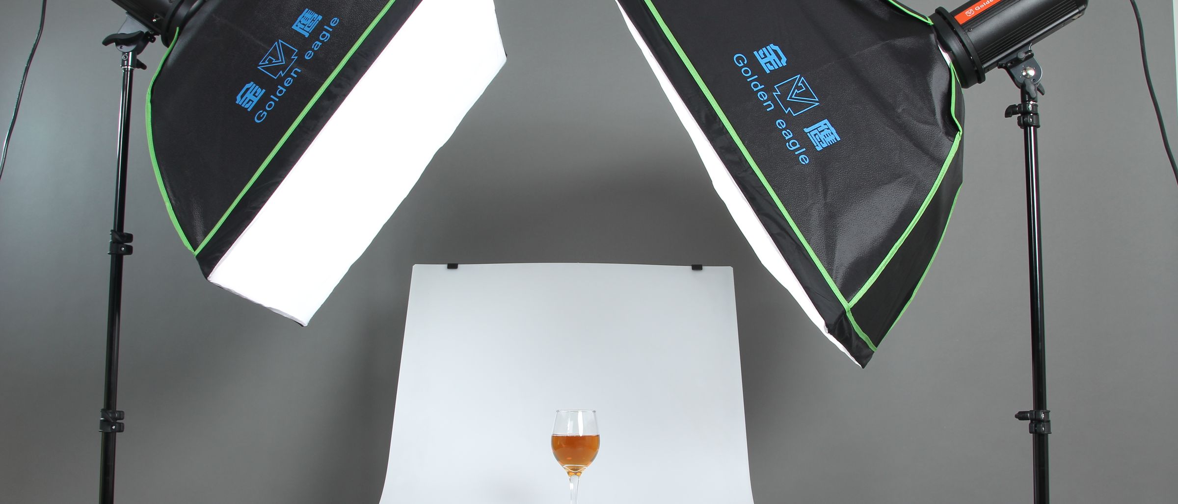 两支 FX300 带 60 cm 柔光箱点亮酒杯产品片